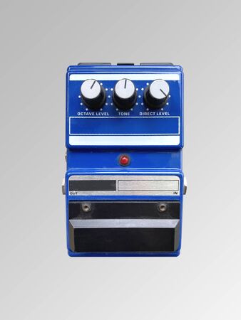 Isolated blue vintage octave stompbox effect on white background with work path.の写真素材