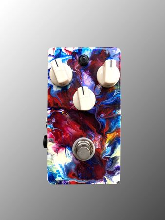 Isolated multicolor modern distortion stomp box effect on Gradient background with work path.の写真素材