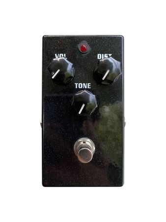 Isolated Red boutique Overdrive stomp box effect on white background with work path.