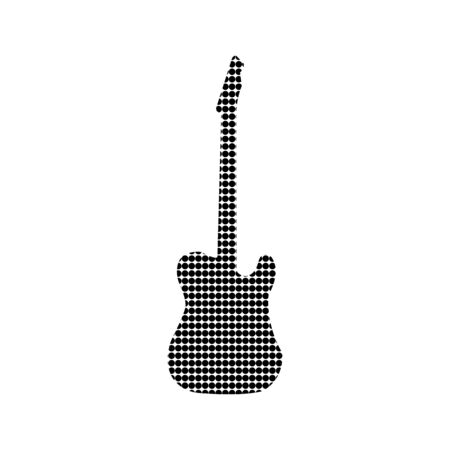 The silhouette of a black circle arranged in the shape of an electric guitar. Isolated on white background. black and white concept.&#xA;the idea for music.のイラスト素材