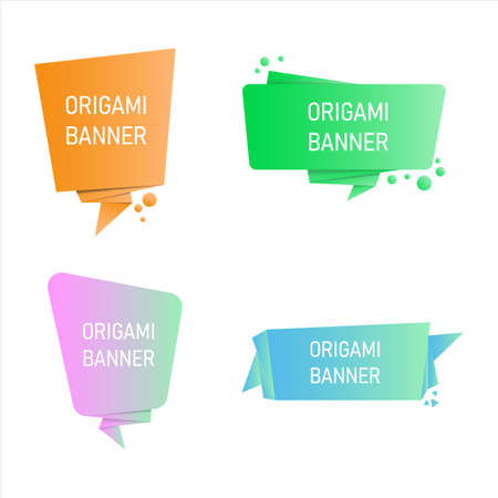 Origami banner Abstract geometric Set colorful gradient with shadow on a white background. speech bubble for a message, offer discount sign promotion and advertising. Vector illustration.&#xA;のイラスト素材