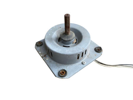 Close-up Rusty old fan electric motor used for repair signs or electrical equipment repair shops. isolated on white backgroundの写真素材