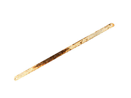 Old saws that are used in construction, woodworking, craftsman work until they are rusty and corrosion isolated on white backgroundの写真素材