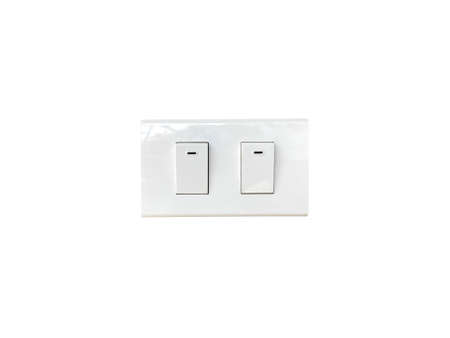 isolated light, power switch on-off 2 button on white background  . It can be used in billboards for electrical equipment storesの写真素材