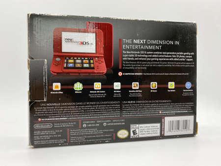 Bangkok, Thailand - january 15, 2021: Game consoles NEW 3DS Box Popular portable game consoles 3D...