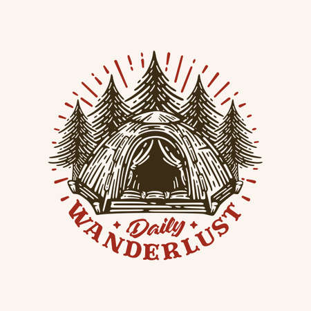 Retro summer camp badge graphic logo emblem designのイラスト素材