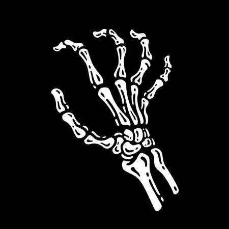 hand bone gestures in doodle style in black backgroundのイラスト素材