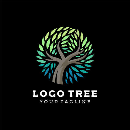 tree logo in circle shape. modern designのイラスト素材