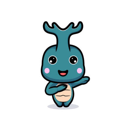Design of cute horn beetle character dabbingのイラスト素材