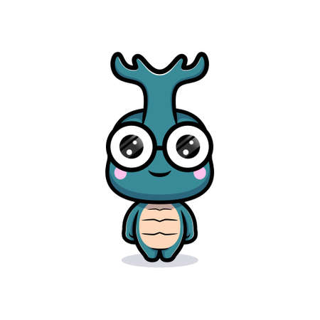 Design of cute horn beetle character wearing glasessのイラスト素材