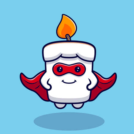 design of cute super candle floating mascot illustrationのイラスト素材