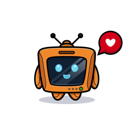 Cute robot with happy feeling, television character versionのイラスト素材