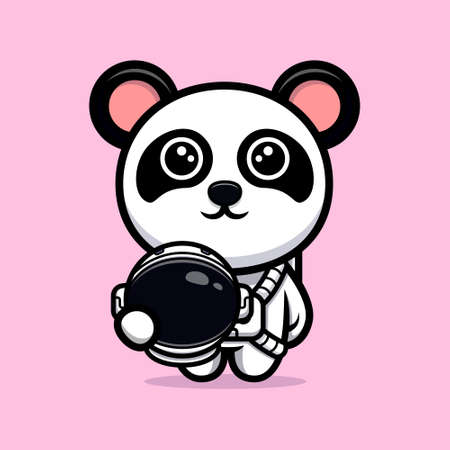 Cute panda astronaut cartoon mascotのイラスト素材
