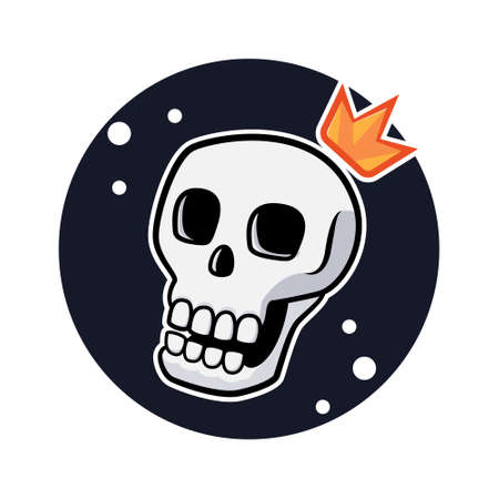 Skull with crown sticker icon illustrationのイラスト素材
