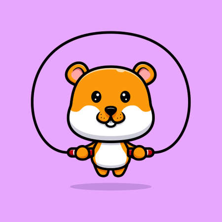 cute hamster  workout cartoon illustrationのイラスト素材