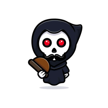 Classic grim reaper. Cute mascot illustrationのイラスト素材