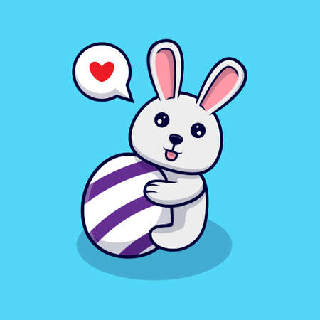 Cute bunny hug decorative eggs for easter day design icon illustrationのイラスト素材