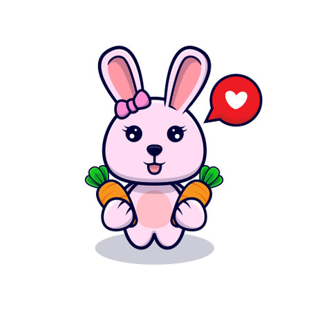 Cute bunny girl holding carrot design icon illustrationのイラスト素材
