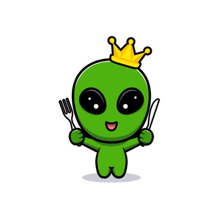 Design of cute alien king ready to eatのイラスト素材