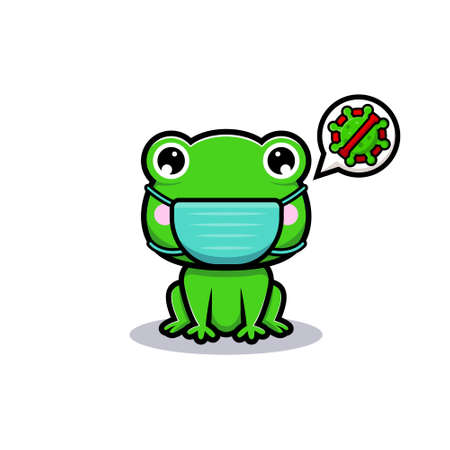 Design of cute frog  wearing mask to prevention virusのイラスト素材