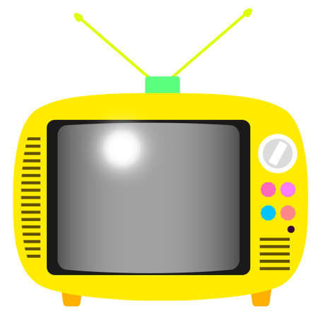 Retro cute portable toy TV illustration yellow screen offのイラスト素材