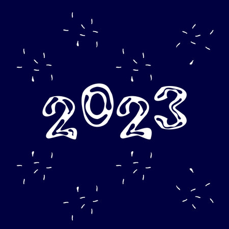 2022 Happy New Year. Hand drawn lettering. Vector illustration.