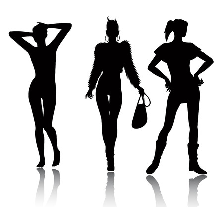 Fashion woman silhouette setのイラスト素材