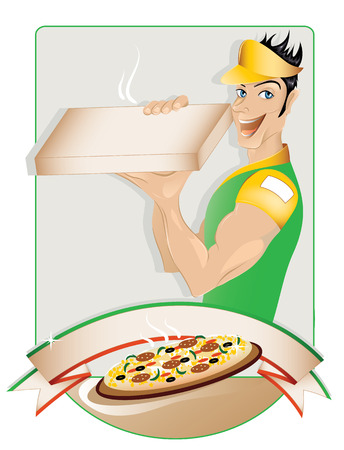 Pizza delivery boyのイラスト素材