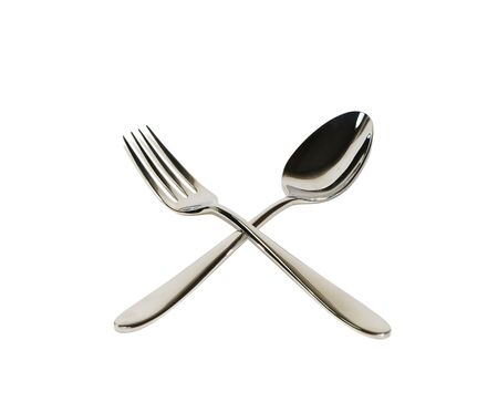  	Spoon and fork isolated on white backgroundの写真素材