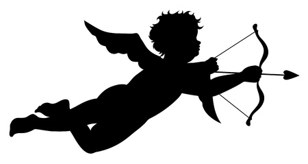 Cupid silhouette isolated on white backgroundのイラスト素材