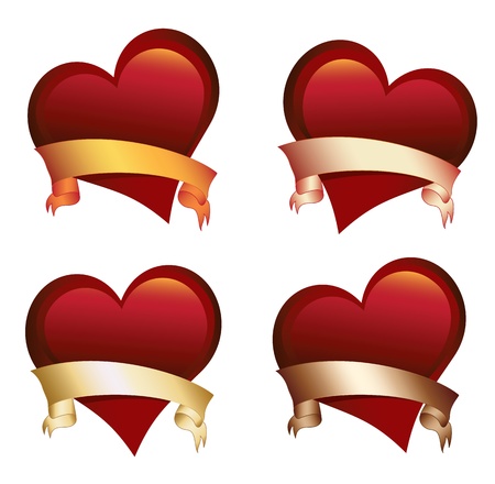 Hearts with ribbon isolated on white backgroundのイラスト素材