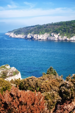 landscape with coastline at black seaの写真素材