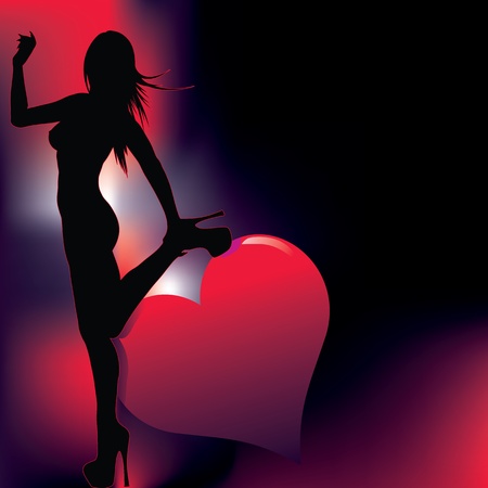 sexy girl silhouette with abstract backgroundのイラスト素材