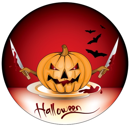 halloween pumpkin,with hands and knivesのイラスト素材