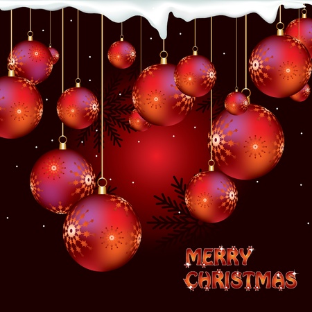 christmas background with baubles and snowのイラスト素材