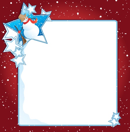 christmas background with snowman and starsのイラスト素材