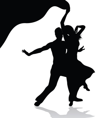 Dancing couple vector silhouette  isolated on white backgroundのイラスト素材