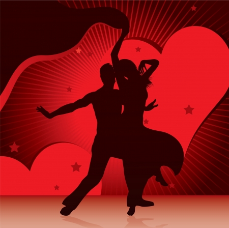 dancing couples with background of heartsのイラスト素材