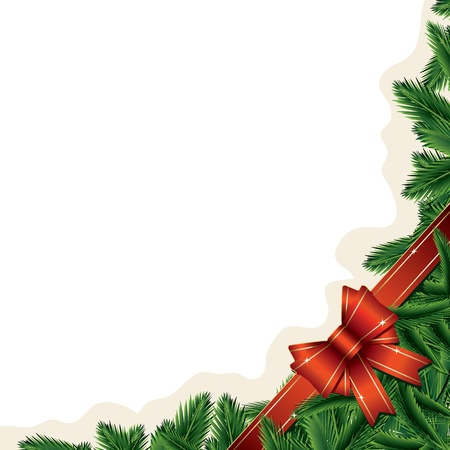 christmas background with bow and pine leavesのイラスト素材