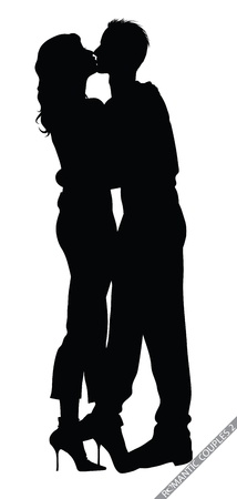romantic couple silhouettesのイラスト素材