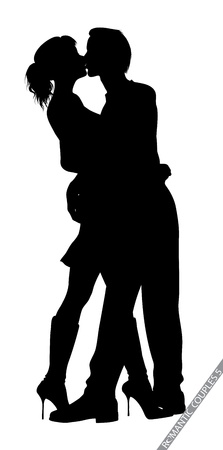 romantic couple silhouettesのイラスト素材