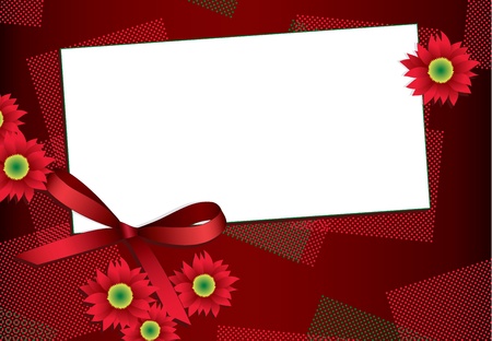 Gift card with flowers and ribbon のイラスト素材