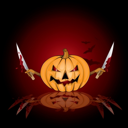 halloween background with killer pumpkin のイラスト素材
