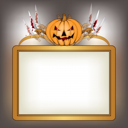  halloween background with killer pumpkinのイラスト素材