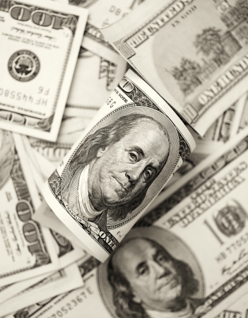 one hundred dollar billsの写真素材
