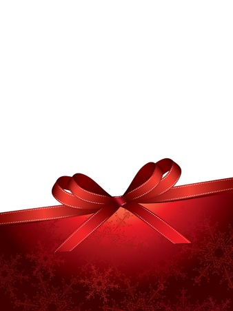 christmas background with red bow and snowflakesのイラスト素材