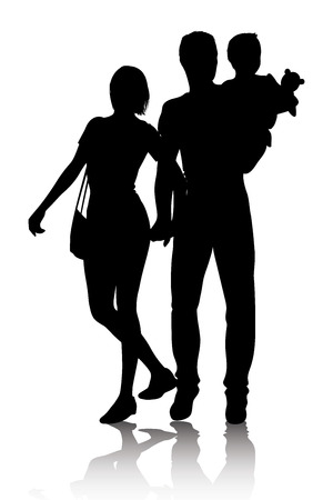 Family silhouette walking vector illustrationの写真素材