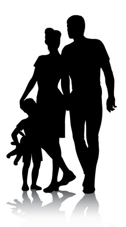 Family silhouette walkingの写真素材