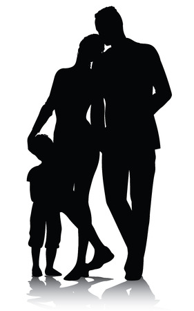 Family silhouette walkingの写真素材