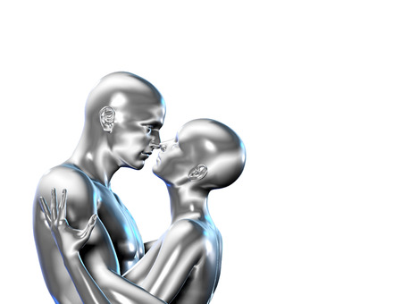Rendered illustration of couple in love isolated on white backgroundの写真素材